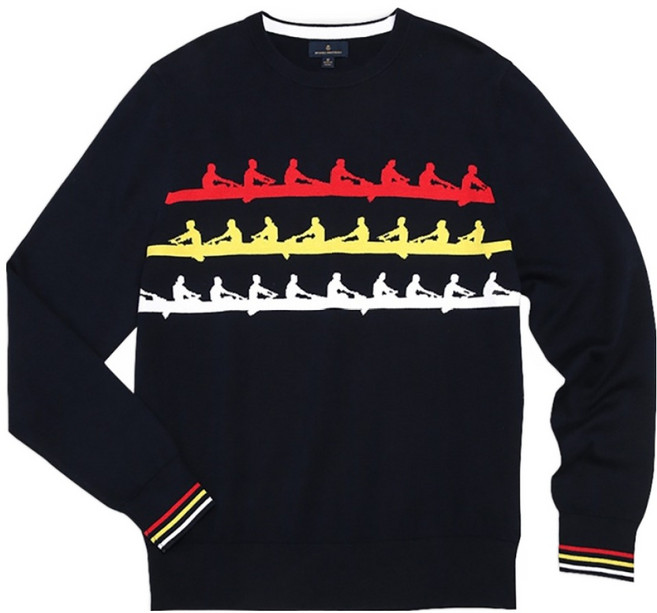 브룩스브라더스 남성용 로잉 스트라이프 크루넥 스웨터