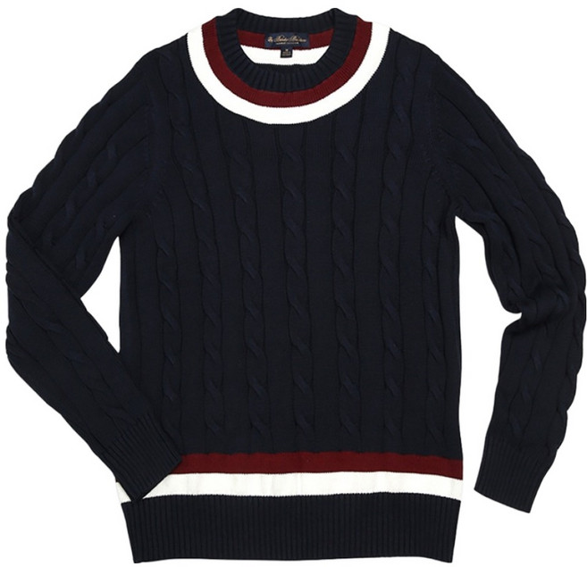 브룩스브라더스 남성용 수피마 코튼 파스텔 테니스 크루넥 스웨터