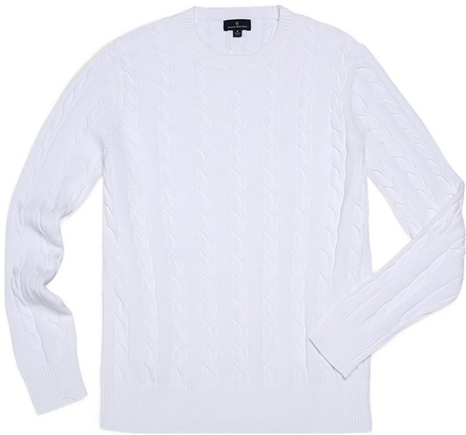 브룩스브라더스 남성용 코튼 크루넥 케이블 로고 스웨터