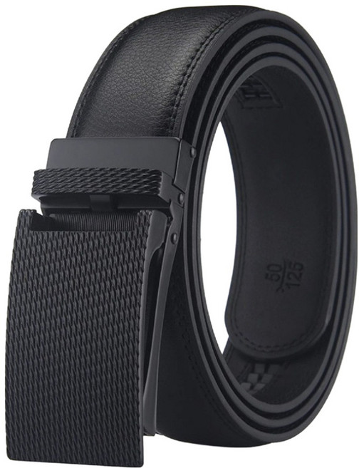 本革職人 質感立體千格紋/金屬壓紋設計自動扣真皮皮帶