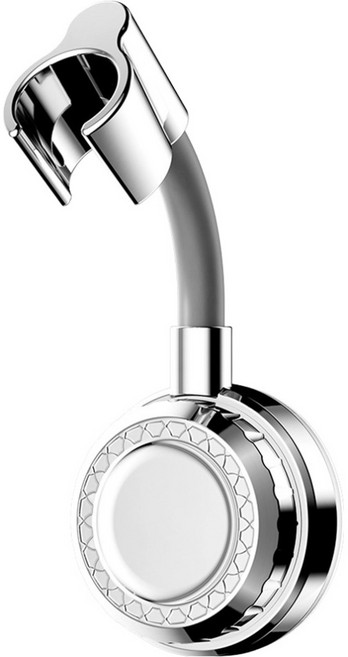 한봄누리 무타공 흡착식 자바라 샤워기 거치대, 실버