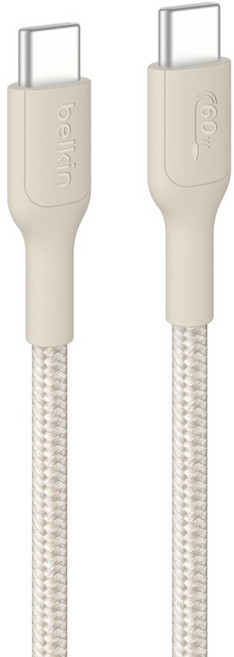 벨킨 C타입-C타입 60W 브레이디드 고속 충전 케이블 CAB024fq2MSD, 2m, 샌드, 1개