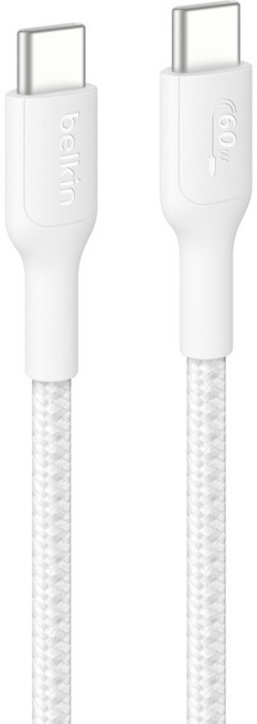 벨킨 C타입-C타입 60W 브레이디드 고속 충전 케이블 CAB024fq2MWH, 2m, 화이트, 1개