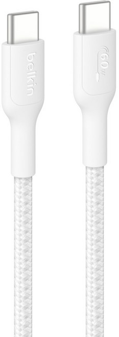 벨킨 C타입-C타입 60W 브레이디드 고속 충전 케이블 CAB024fq1MWH, 1m, 화이트, 1개