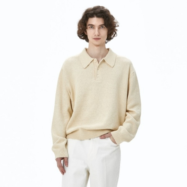 컨스트럭션 롱슬리브 부클 카라 니트