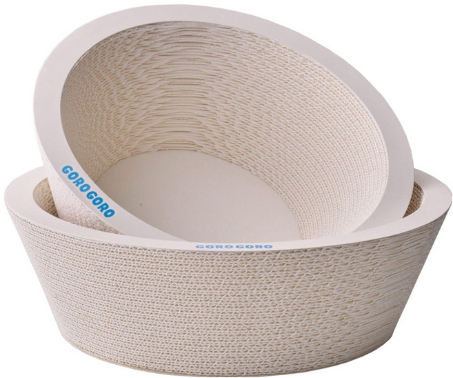 gorogoro 고양이 보울 스크래쳐 2종 세트, 흰색, 1세트