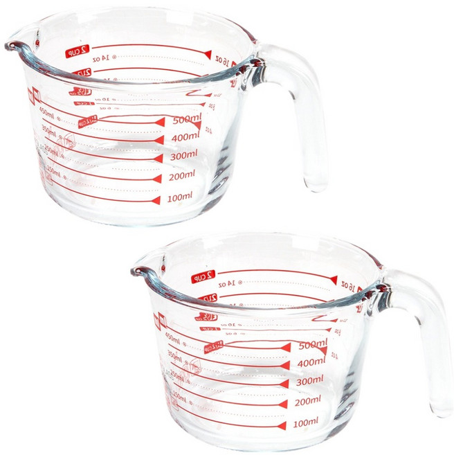 4BNK 오븐글라스 내열강화유리 계량컵, 2개, 500ml
