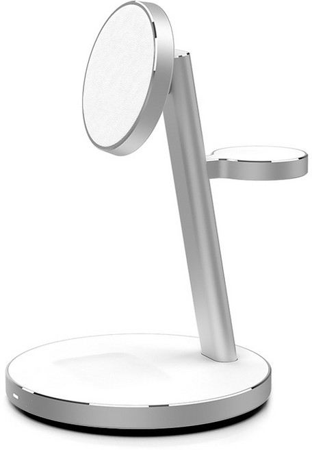 만렙 3in1 맥세이프 아이폰 에어팟 애플워치 고속 무선충전기 3wcc301 qi2, 화이트, 1개