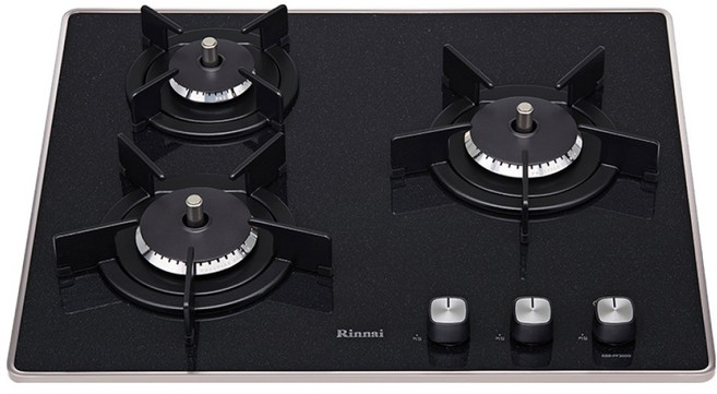 린나이 컬러 빌트인 가스레인지 블랙펄 3구 방문설치, RBR-PF3001D, LNG
