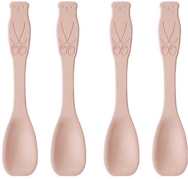 이지실리 실리콘 디저트 스푼 곰돌이, 핑크, 4개