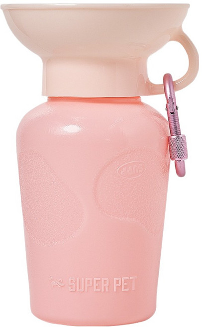 슈퍼펫 강아지 산책 휴대용 에어업 물병, 피치핑크, 1개
