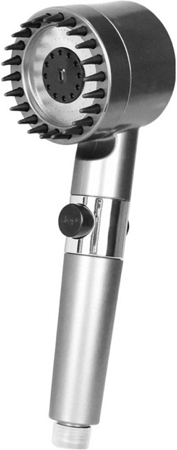 多功能三段式頭皮按摩過濾蓮蓬頭, 1個, 黑色