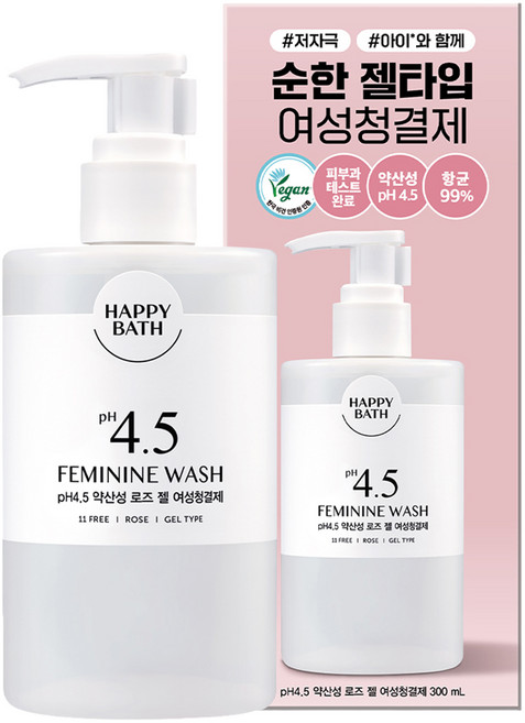 해피바스 pH 4.5 약산성 로즈 젤 여성청결제, 300ml, 1개