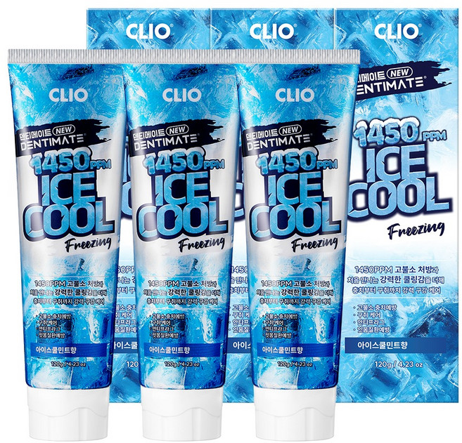 크리오 덴티메이트 아이스쿨 치약, 120g, 3개