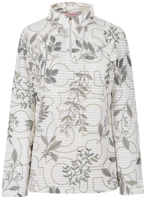 크로커다일레이디 여성용 플라워 프린트 반집업 티셔츠 CLCFTS202