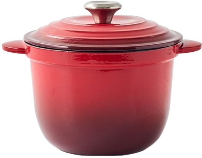 모던하우스 깊은 맛이 나는 진짜 무쇠 에나멜코팅 라이스 팟 양손냄비, 18cm, 버건디레드, 1개