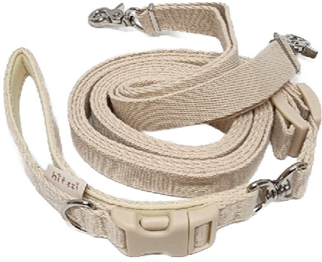 힛찌 편리한 두 마리 산책 트윈 리드줄, 네츄럴베이지, 1개