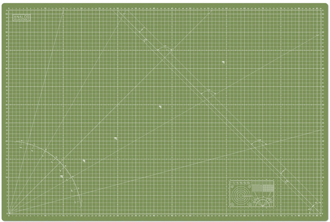 아날로그 양면 셀프힐링 울트라 칼라 커팅매트, 올리브 + 오프화이트