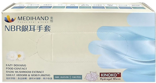 MEDIHAND 美恆 NBR銀耳手套 100個, 1盒, 雪藍色, S