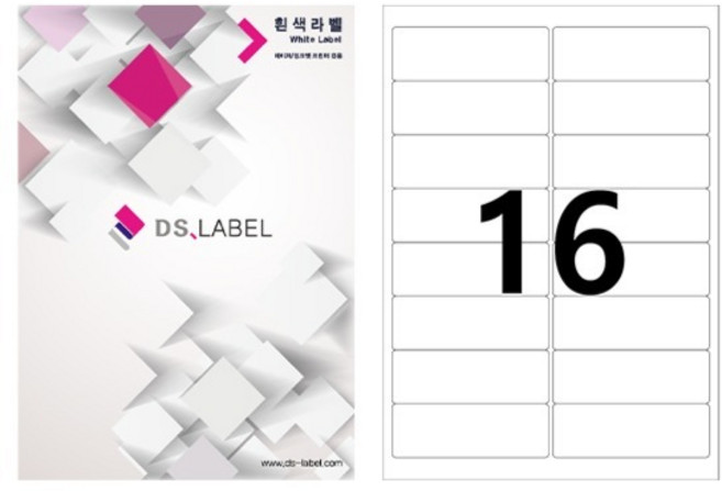 디에스라벨 레이저 잉크젯 라벨지 흰색 DS3016, 16칸, 100개