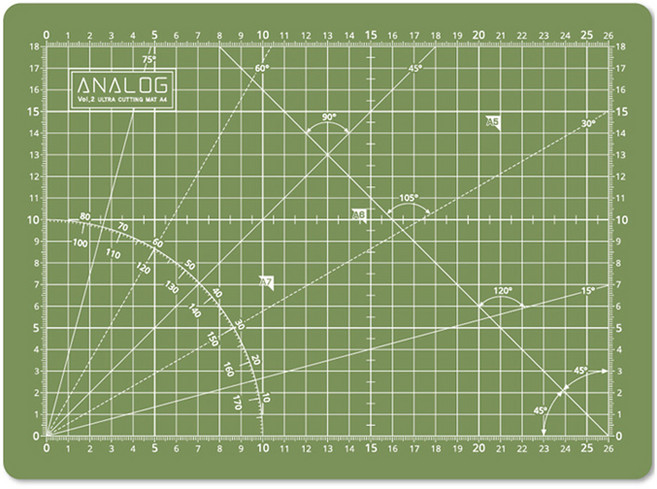 아날로그 양면 셀프힐링 울트라 칼라 커팅매트, 올리브 + 오프화이트