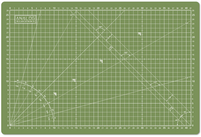 아날로그 양면 셀프힐링 울트라 칼라 커팅매트, 올리브 + 오프화이트