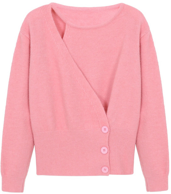 에이비플러스 여성용 사선 로우 버튼 포인트 보온 니트 LSZ4MW35