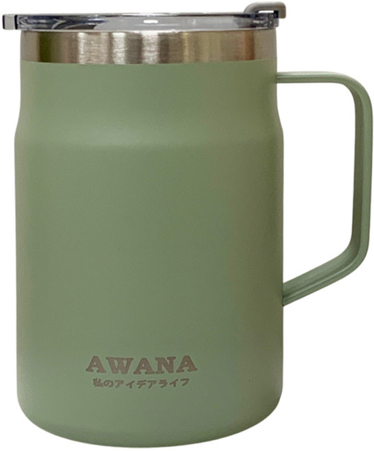 AWANA 304不鏽鋼手把辦公杯 AC-500, 1個, 豆綠色, 500ml