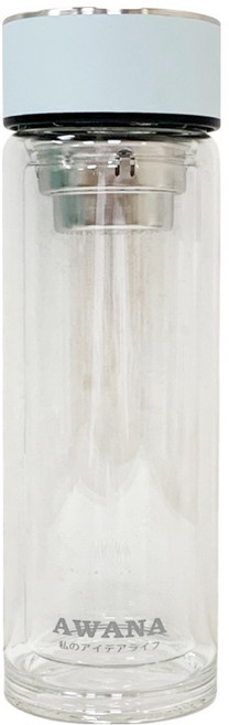 AWANA 耐熱玻璃花茶杯 GT-300, 1個, 藍蓋, 300ml