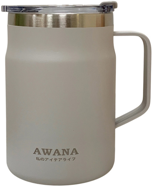 AWANA 304不鏽鋼手把辦公杯 AC-500, 1個, 霧灰色, 500ml