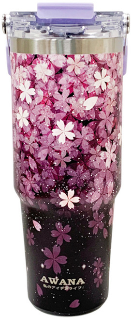 AWANA 花語手提陶瓷杯 AD-900A, 紫櫻花, 1個, 900ml