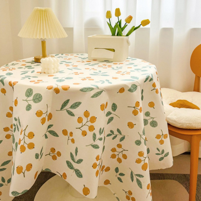 하루이 감성 체크 미니 방수 테이블보, 90 x 90 cm, 살구