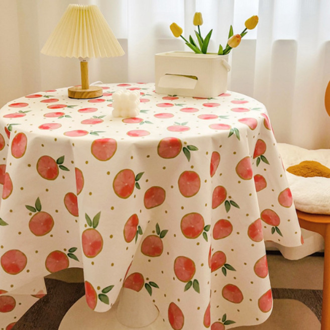 하루이 감성 체크 미니 방수 테이블보, 140 x 180 cm, 도토피치