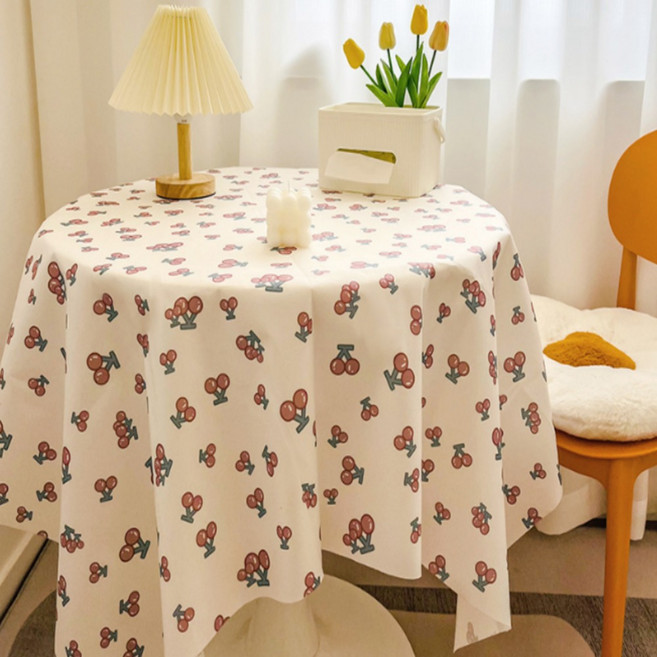 하루이 감성 체크 미니 방수 테이블보, 100 x 160 cm, 체리