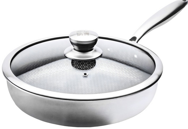 cook power 鍋寶 IH/電磁爐適用七層壓鑄不沾鍋316不鏽鋼蜂巢深煎鍋 附鍋蓋, 1個, 28cm