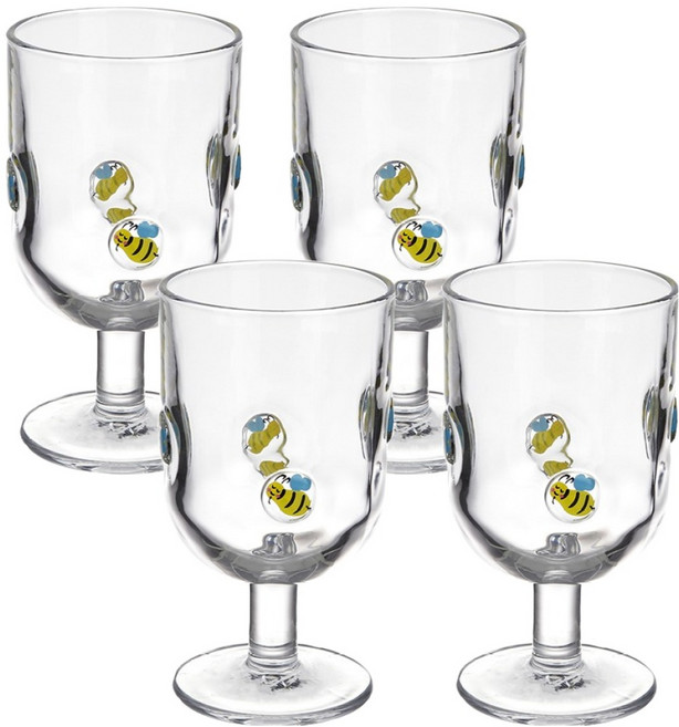마시피렌체 챠밍 유리 고블렛, 꿀벌, 4개