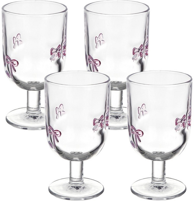 마시피렌체 챠밍 유리 고블렛, 핑크리본, 4개