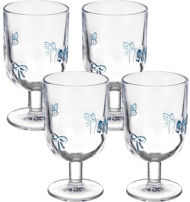 마시피렌체 챠밍 유리 고블렛, 블루리본, 4개