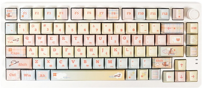 큐센 PBT 염료승화 체리프로파일 한글 키캡 138키, 솜사탕 파스텔, QSENN PBT 염료승화 체리프로파일 키캡