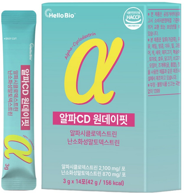 헬로바이오 알파CD 원데이핏 알파시클로덱스트린 난소화성 말토덱스트린, 42g, 1개