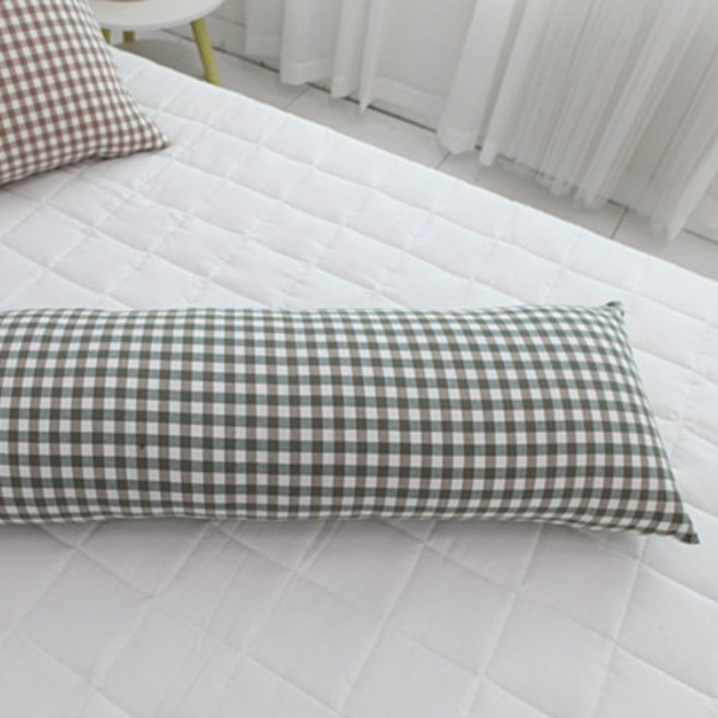 보몽드 국내제조 면30수 선염 사계절 바디필로우커버, 포니체크 카키브라운