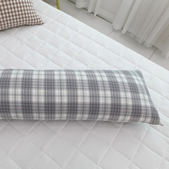 보몽드 국내제조 면30수 선염 사계절 바디필로우커버, 아이비체크 도브그레이