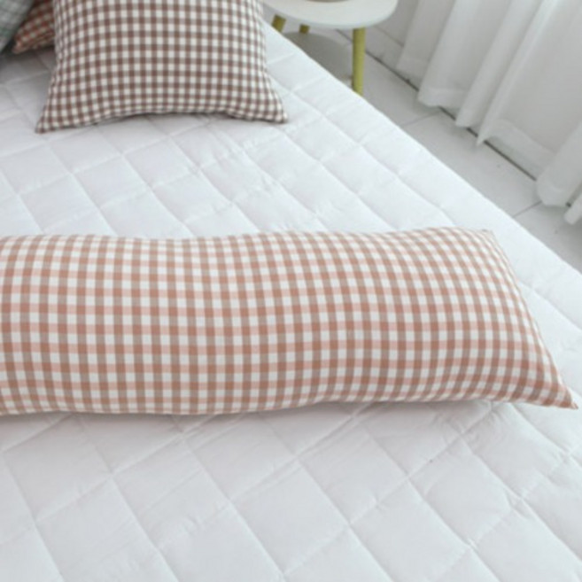 보몽드 국내제조 면30수 선염 사계절 바디필로우커버, 포니체크 코랄베이지