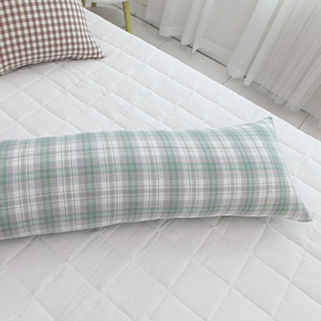 보몽드 국내제조 면30수 선염 사계절 바디필로우커버, 아이비체크 그린