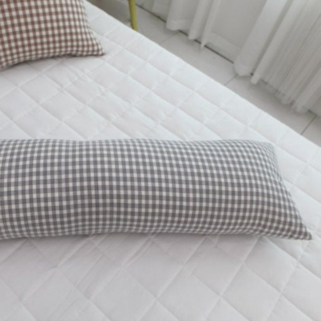 보몽드 국내제조 면30수 선염 사계절 바디필로우커버, 쁘띠체크 스톰그레이