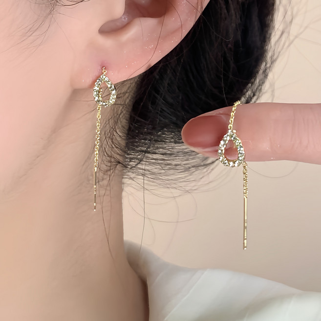 스타일플래닛 여성용 체인 워터 드롭 귀걸이