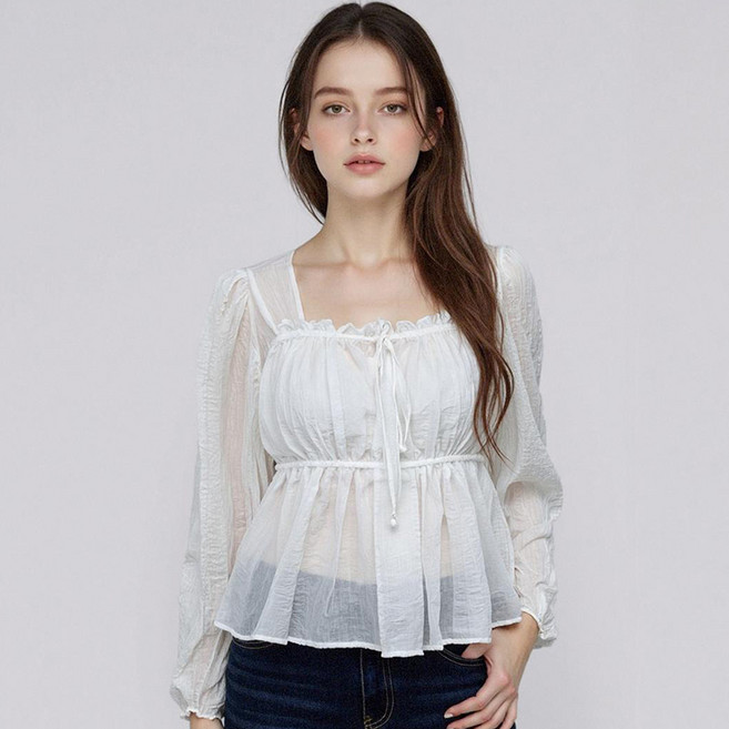 부루앤쥬디 여성용 히비스퀘어넥 블라우스 BORIBL507B