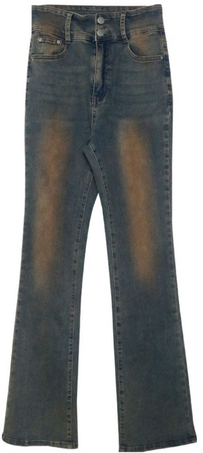 플랜데이 여성용 숏/미디움/롱 기장 루니 투버튼 세미부츠컷 데님 팬츠