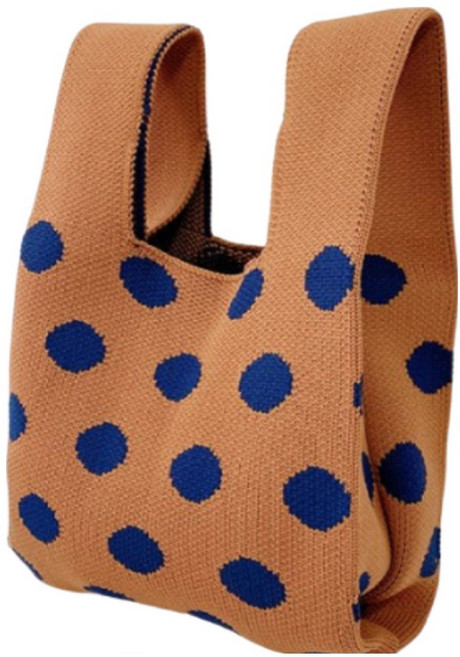 Sayaka 紗彌佳 日系手作工藝可愛圓點毛線編織手提包, 棕色