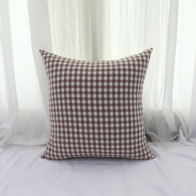 보몽드 면30수 선염 사계절 쿠션 솜포함 포니체크, 테디브라운